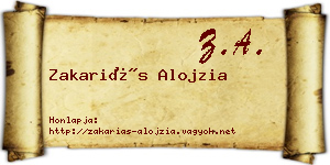 Zakariás Alojzia névjegykártya